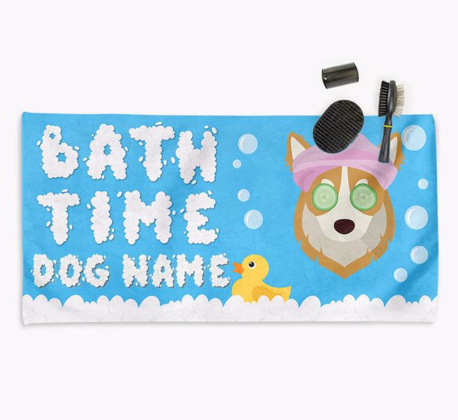 'Bubble Bath Time' Personalised Dog Towel for your {breedCommonName}